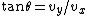 \tan{\theta}=v_y/v_x