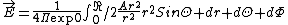 \vec{E}=\frac{1}{4\Pi\e0}\int_0^\R/2\frac{Ar^2}{r^2}r^2Sin\Theta dr d\Theta d\Phi