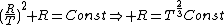 {(\frac{R}{T})}^2 R=Const\Rightarrow R=T^{\frac{2}{3}}Const