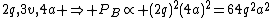 2q,3v,4a \Rightarrow P_B\propto (2q)^2(4a)^2=64q^2a^2