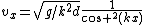 v_x=\sqrt{g/k^2d}\frac{1}{\cos ^2{(kx)}}
