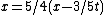 x=5/4(x-3/5t)